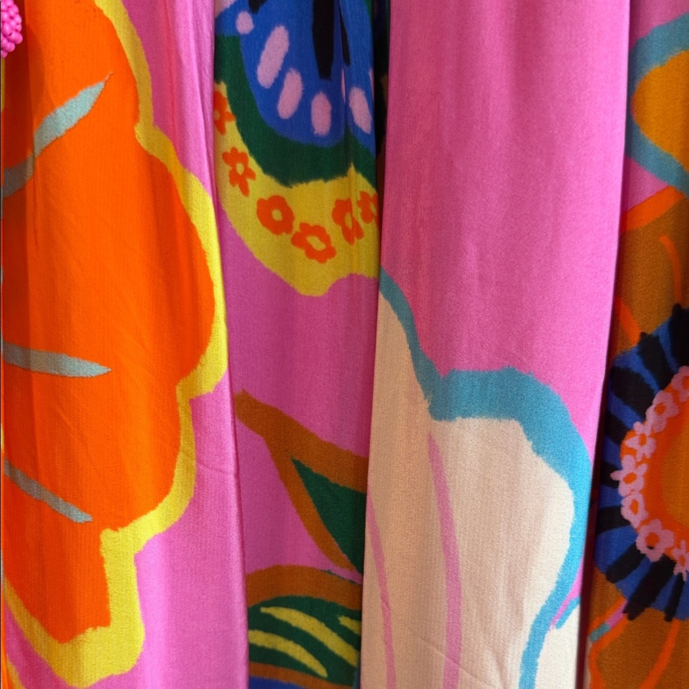 Farm Rio One Shoulder Bright Pink Floral Maxi Dress - Picture 4 of 5